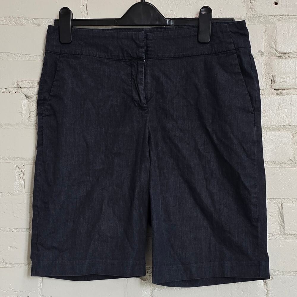 Ann Taylor Curvy-Fit Dark-wash Denim Bermuda Shorts┃Classic Preppy Minimalist